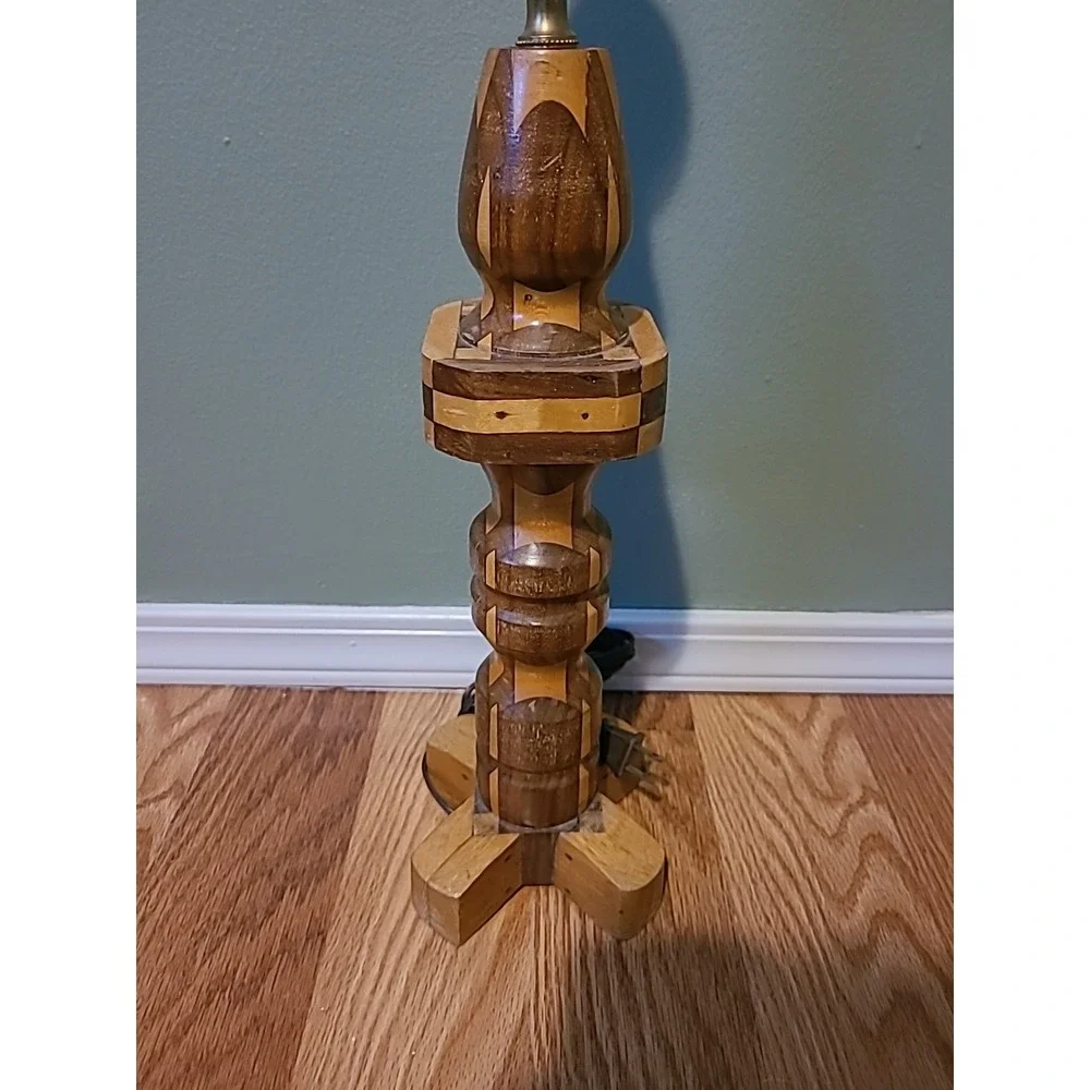 Mid Century‎ Modern Vintage Turned Wood Tall Accent Lamp No Shade Works